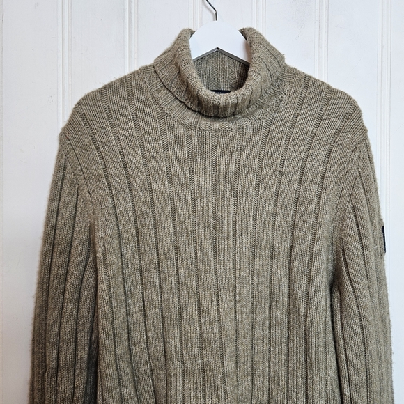 Abercrombie Fitch Heavy Lambswool Sweater XXL Tan Brown Chunky Knit Pullover - Picture 3 of 11